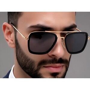 Square Sunglasses Metal Frame Comfortable Nose Pads for Men UV400 Lentes‎ Gafas